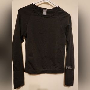 PINK ACTIVE long sleeve black shirt with thumb holes